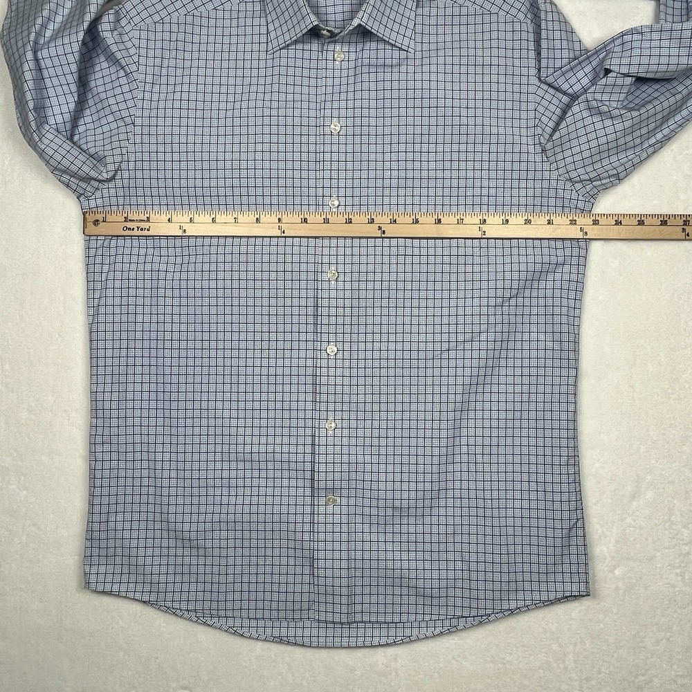 Eton Dress Shirt Men 16.5 - 42 Classic Light Blue Micro Check Button Long Sleeve - Picture 6 of 8